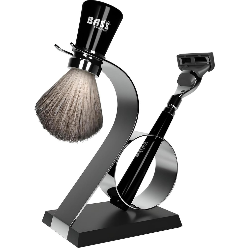 Bass Blades Viper Egiziano Shave Set Badger Brush Razor Stand Men Clear P18